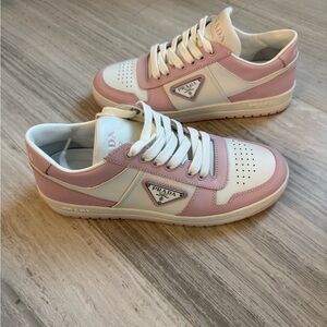 Prada Vitello Pink and White Sneakers